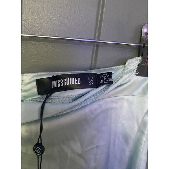 Missguided COORD FRONT SPLIT MIDAXI Blue SKIRT SATIN Size UK 6 US 2 NWT - Picture 6 of 9